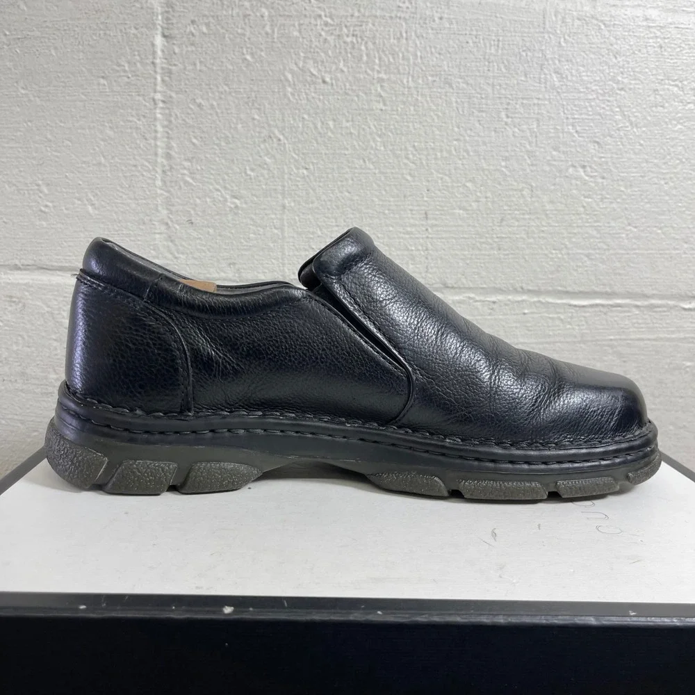 Bass Hemlock Black Leather Slip On Loafers‎ Lug Sole Shoes Men's Size 10.5 M